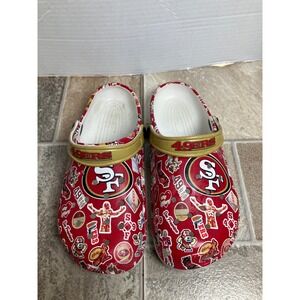 San Francisco 49ers Crocs Clogs‎ Red Gold NFL Football Team Logo Mens Womens